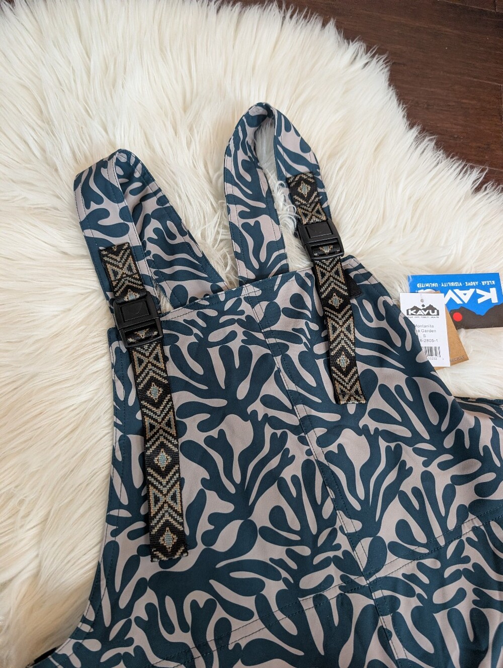 NWT NEW KAVU Overalls Romper Montanita Sea Garden Green Blue S Small - Picture 3 of 7